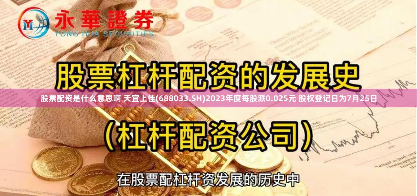 股票配资是什么意思啊 天宜上佳(688033.SH)2023年度每股派0.025元 股权登记日为7月25日